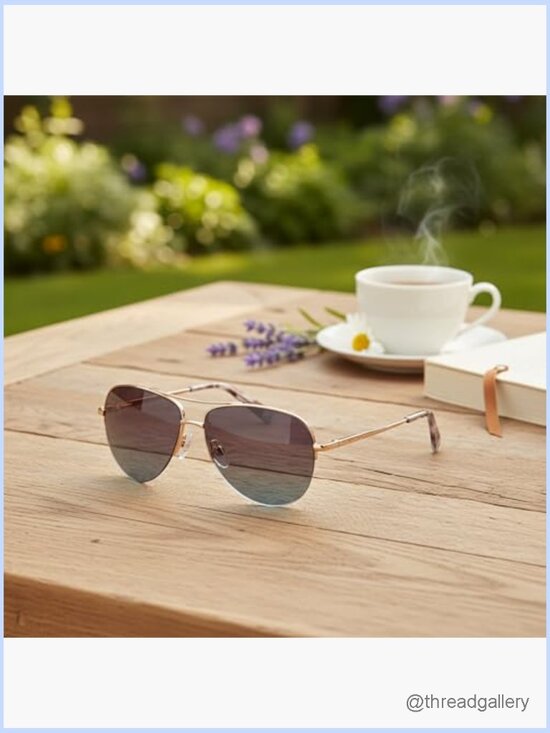 Women\'s Aviator Half-Rim Sunglasses UV400 Protection 57mm main image 4